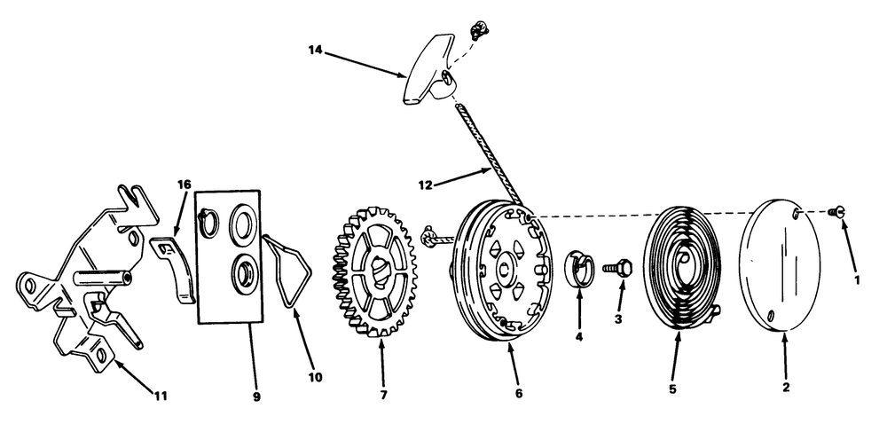 Rewind Starter No. 590519 Diagram and Parts List for 18005 1000001 - 1999999 Toro Lawn Mower