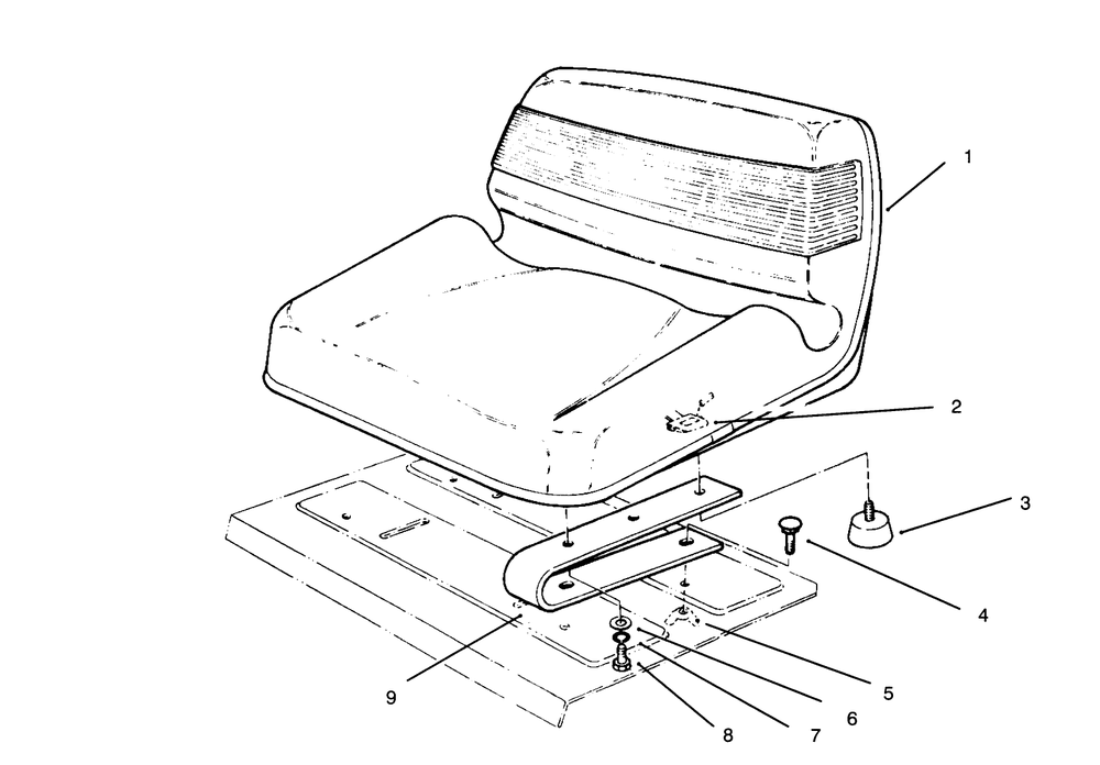 Seat Assembly Diagram and Parts List for 30718 4900001 - 4999999 Toro Lawn Tractor