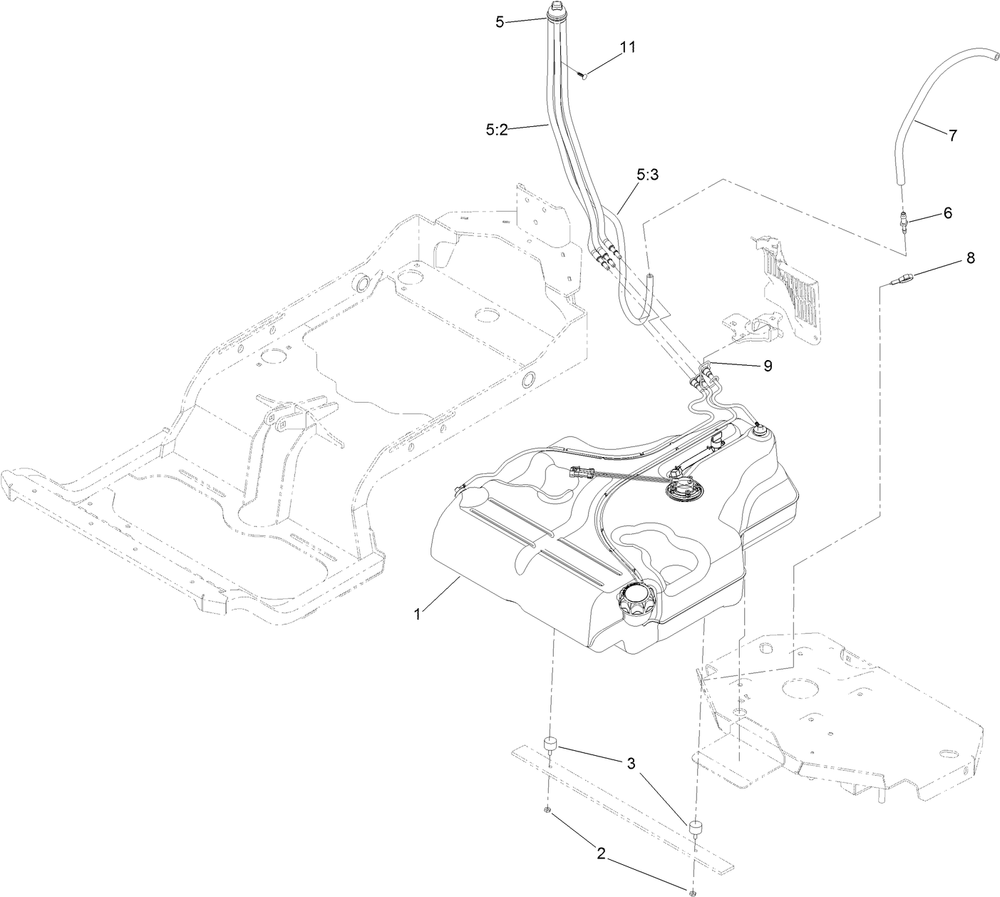 Fuel System Assembly Diagram and Parts List for 75968 402100000-403319980 Toro Lawn Mower