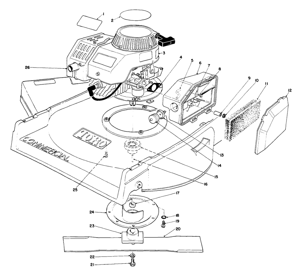 Engine Assembly Diagram and Parts List for 22700B 49000001 - 49999999 Toro Lawn Mower