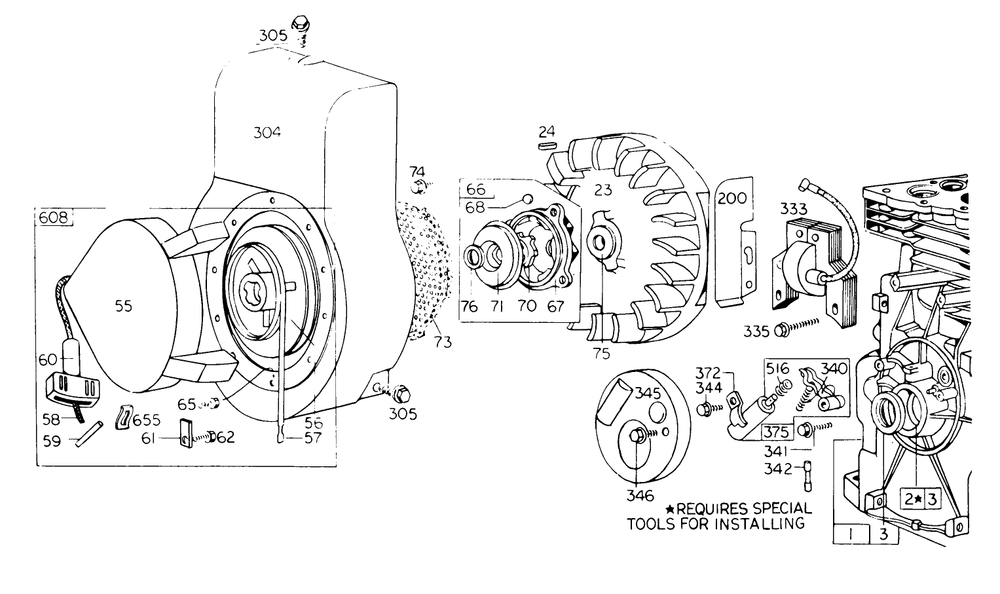 Rewind Starter Diagram and Parts List for 62912 9000001 - 9999999 Toro Leaf Blower / Vacuum