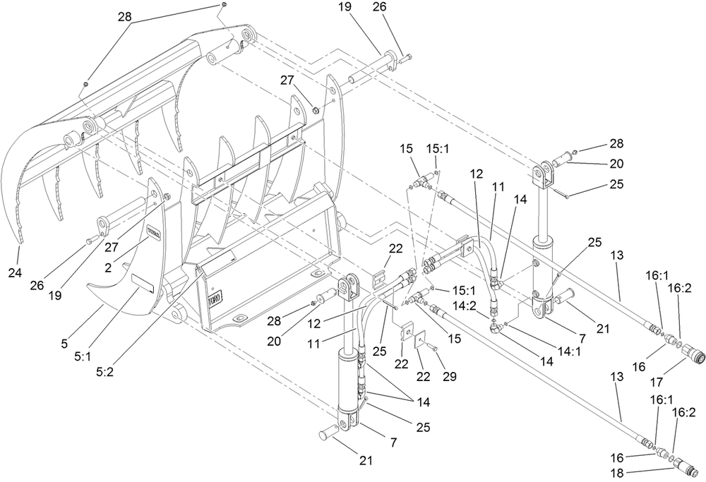 Grapple Rake Assembly Diagram and Parts List for 22521 317000001 - 317999999 Toro Lawn Tractor Accessories