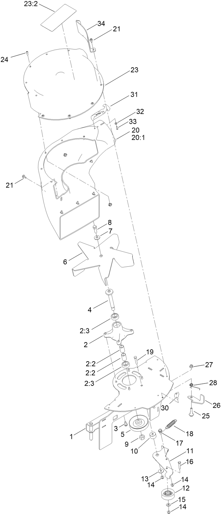 Blower Assembly No. 140-5032 Diagram and Parts List for 79348 400000000 - 999999999 Toro Lawn Tractor