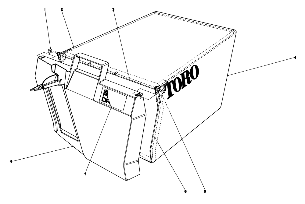 Grass Bag Assembly Diagram and Parts List for 20790 9000001 - 9999999 Toro Lawn Mower