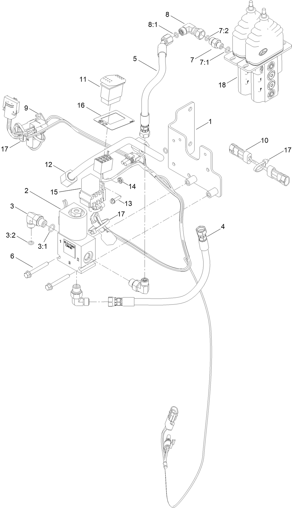 Traction Switch Bypass Kit Assembly Diagram and Parts List for 140-5896  Toro Lawn Tractor Accessories