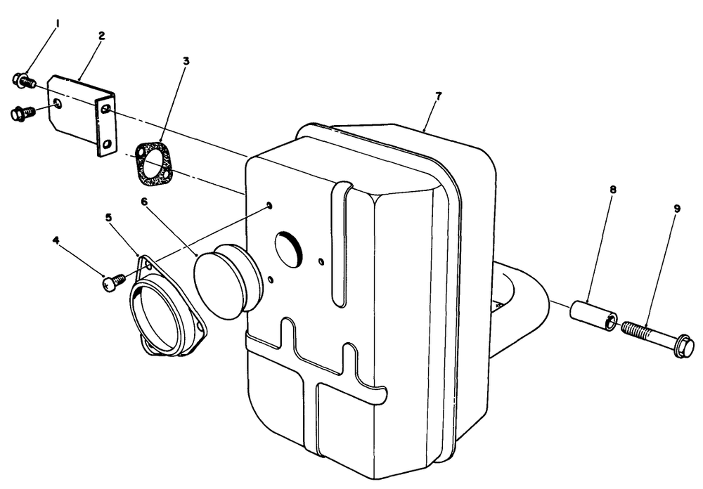 Muffler Assembly Diagram and Parts List for 30170 1000001 - 1999999 Toro Lawn Tractor Accessories