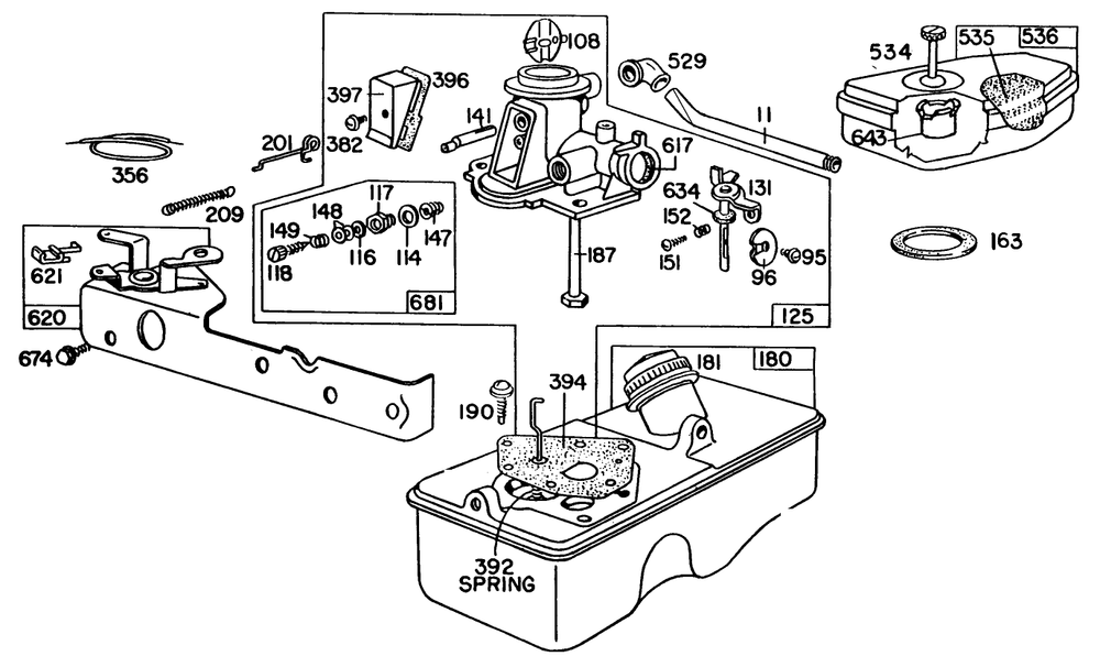 Briggs & Stratton Carburetor Assembly Model 92508-1033-01 Diagram and Parts List for 16300 2000001 - 2999999 Toro Lawn Mower