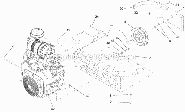 Engine And Clutch Assembly Diagram and Parts List for 74263CP 270000001-270999999 Toro Lawn Mower