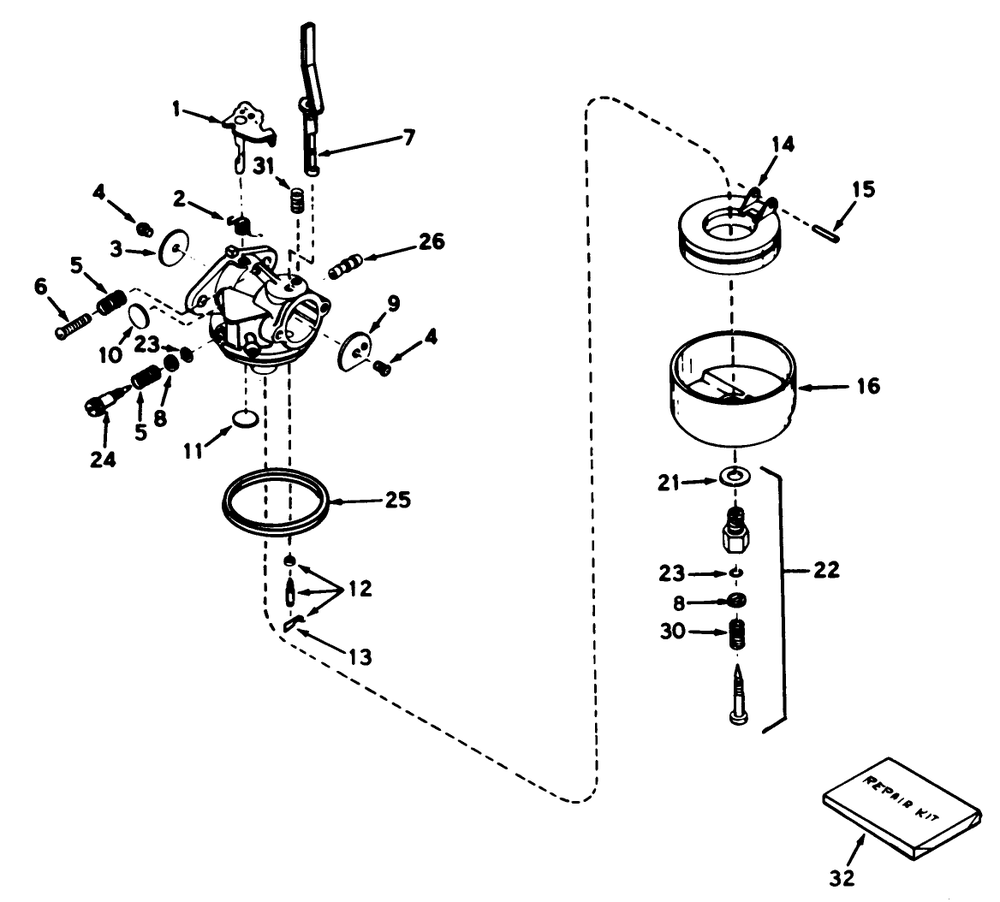 Carburetor No. 631927 Diagram and Parts List for 38045 4000001 - 4999999 Toro Snow Blower