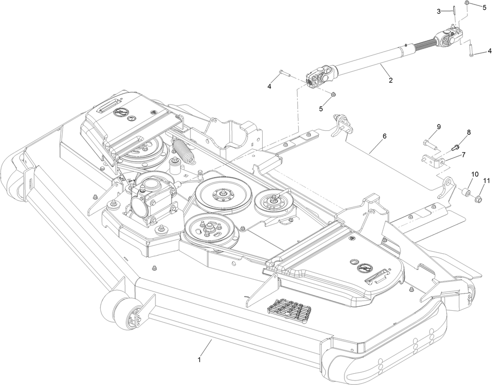 Deck And Drive Shaft Assembly Diagram and Parts List for 74074 404400000-999999999 Toro Lawn Tractor