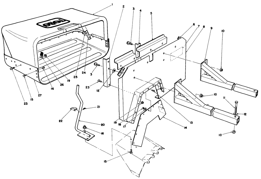 36 Inch Side Discharge Bagging Kit No. 30125 (Optional) Diagram and Parts List for 30112 6000001 - 6999999 Toro Lawn Tractor Accessories