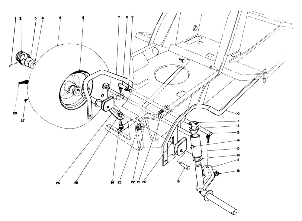 Front Axle Assembly Diagram and Parts List for 57360 7000001 - 7999999 Toro Lawn Tractor