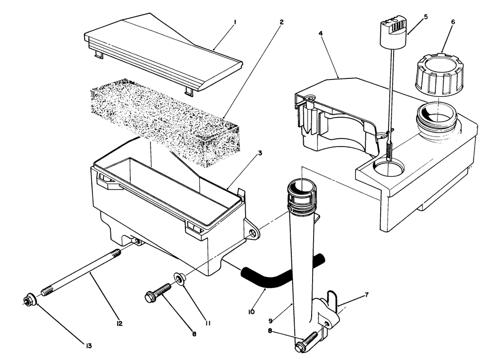 Air Cleaner & Fuel Tank Assembly (Model No. Vmh7) Diagram and Parts List for 26624 8000001 - 8999999 Toro Lawn Mower