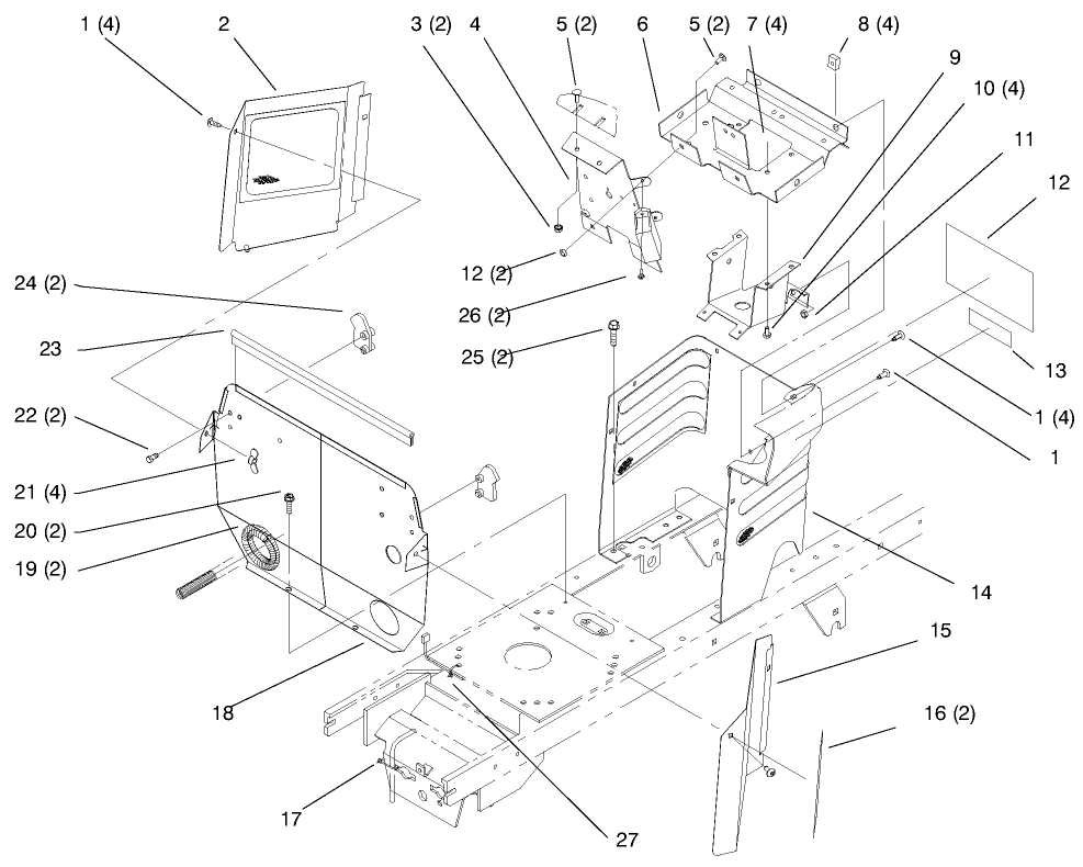 Hoodstand And Firewall Diagram and Parts List for 72110 7900001 - 7999999 Toro Lawn Tractor