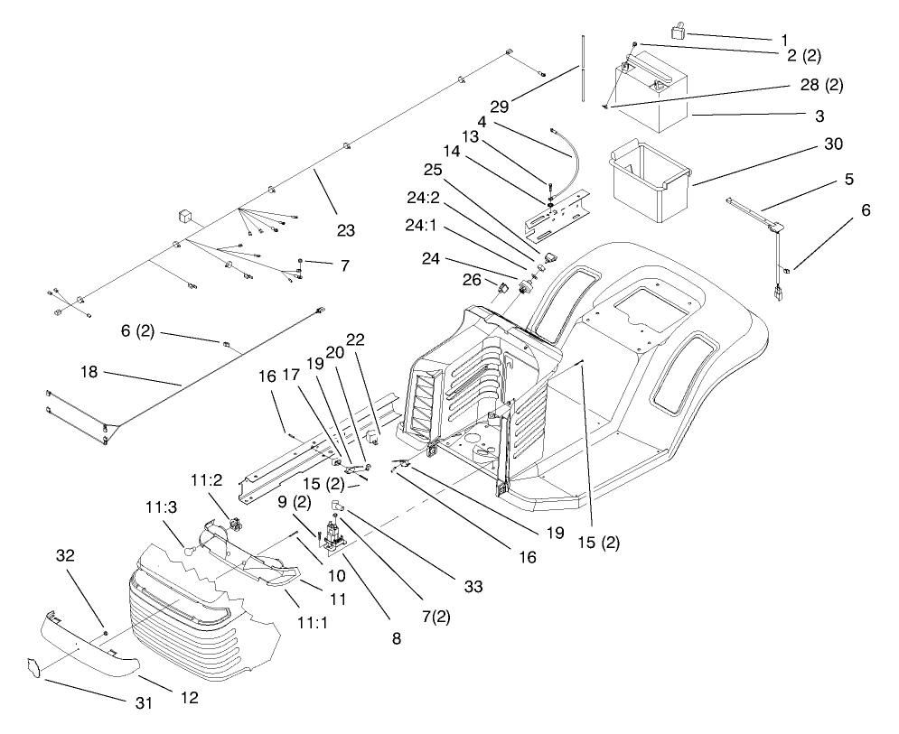 Electrical Assembly Diagram and Parts List for 71219 8900001 - 8999999 Toro Lawn Tractor