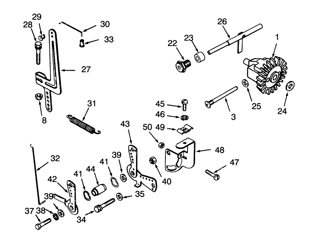 Governor Linkage Diagram and Parts List for 73320 3900001 - 3999999 Toro Lawn Tractor