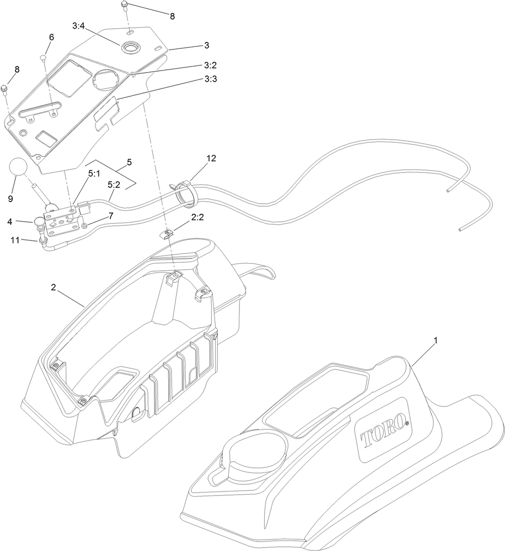 Console And Control Panel Assembly Diagram and Parts List for 74952 402100000-403319824 Toro Lawn Mower