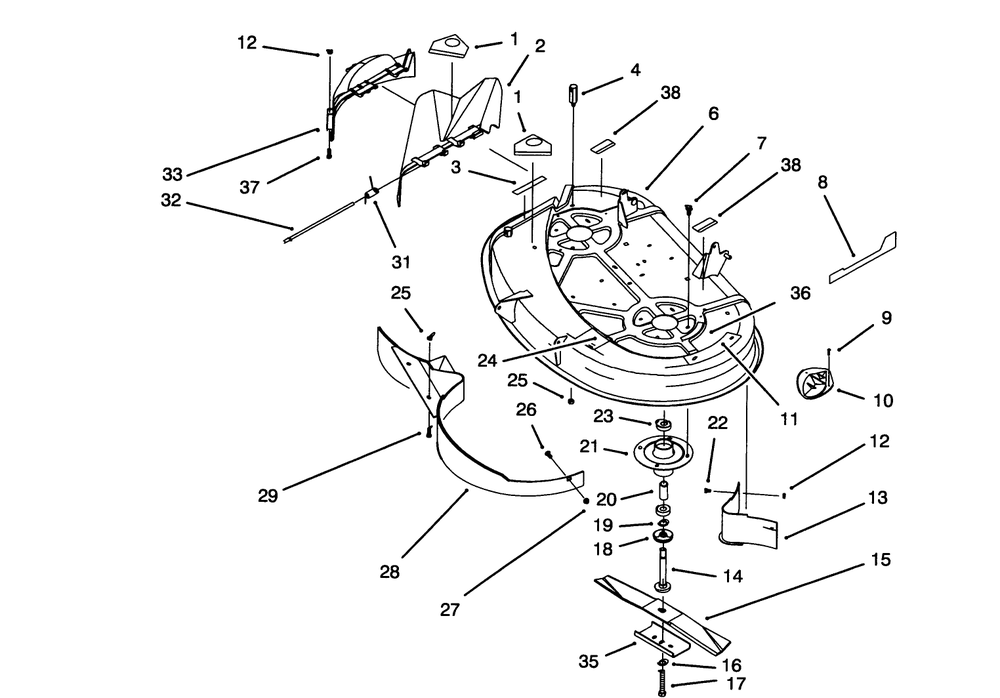 Housing & Spindle Assembly (38" Cutting Unit)(Model No. 71181 Only) Diagram and Parts List for 71203 3900001 - 3999999 Toro Lawn Tractor