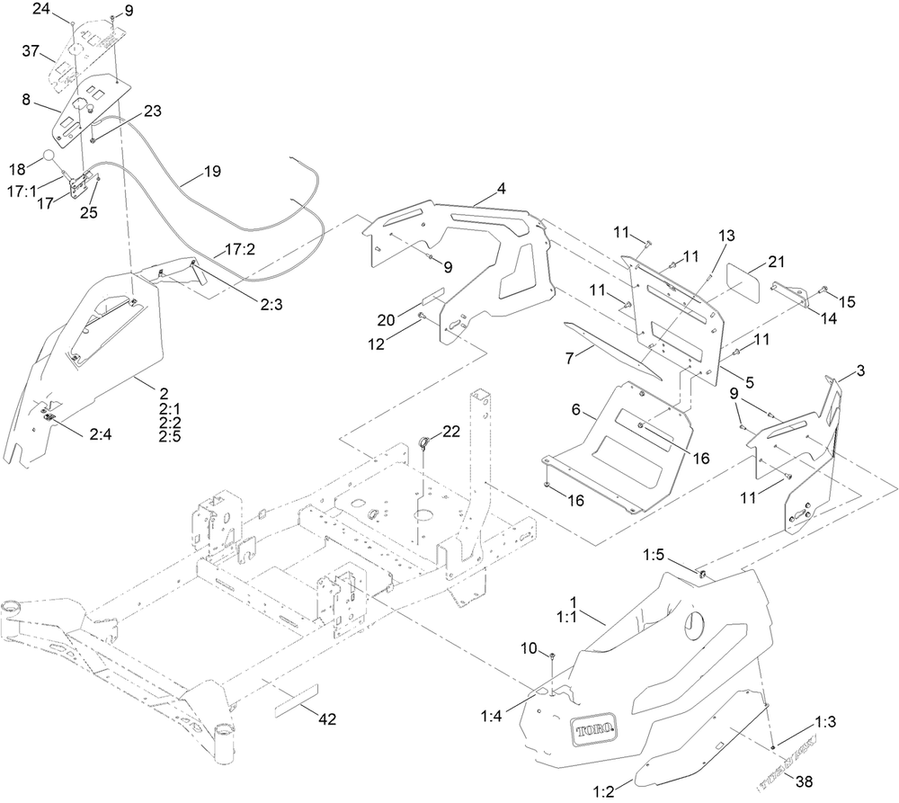 Fuel Pod Assembly Diagram and Parts List for 76610 400000000 - 417419999 Toro Lawn Tractor