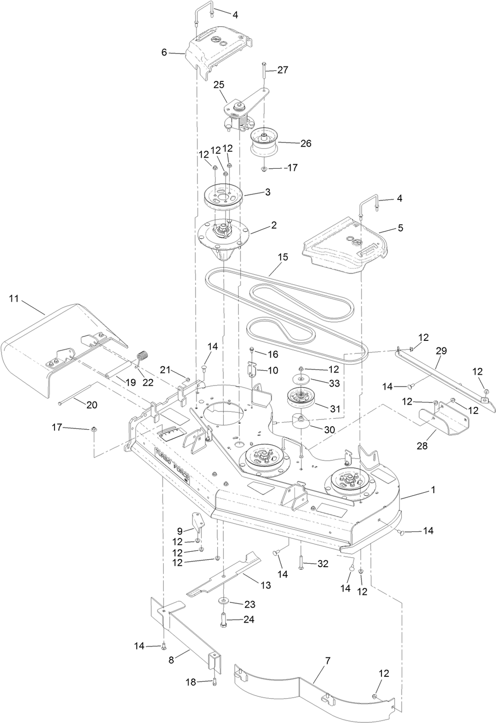 Deck Assembly Diagram and Parts List for 79518 (316000001-316999999)(2016) Toro Lawn Mower
