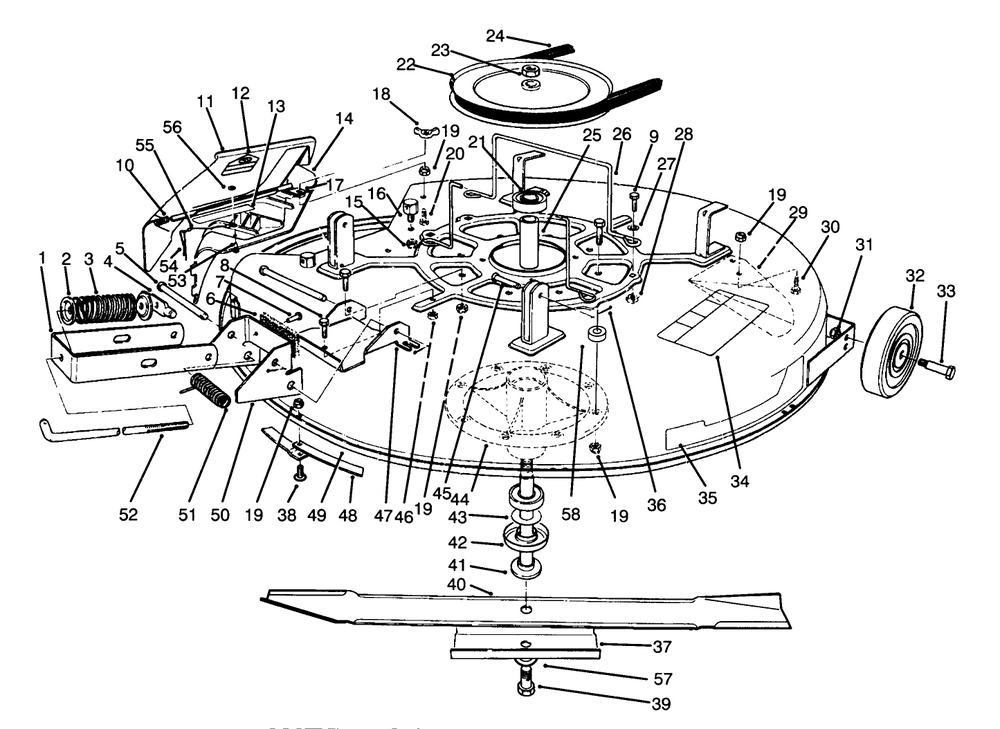 Mower Assembly-Recycler Diagram and Parts List for 70140 3900001 - 3999999 Toro Lawn Tractor