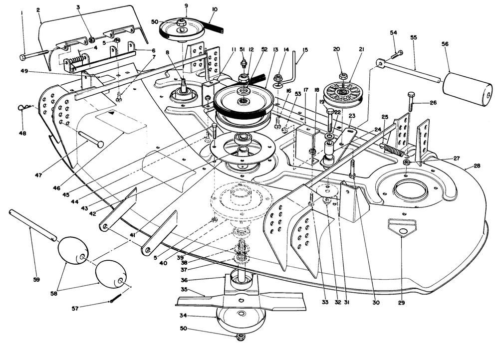 Cutting Unit Assembly Diagram and Parts List for 30144 700001 - 799999 Toro Lawn Mower