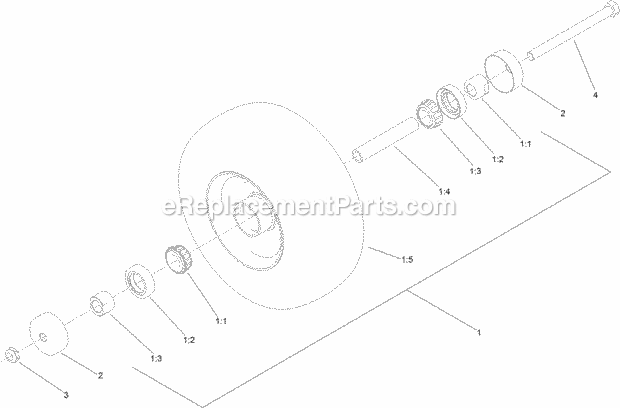Wheel, Tire And Bearing Assembly No. 130-4558 Diagram and Parts List for 74576 315000001-315999999 Toro Lawn Mower