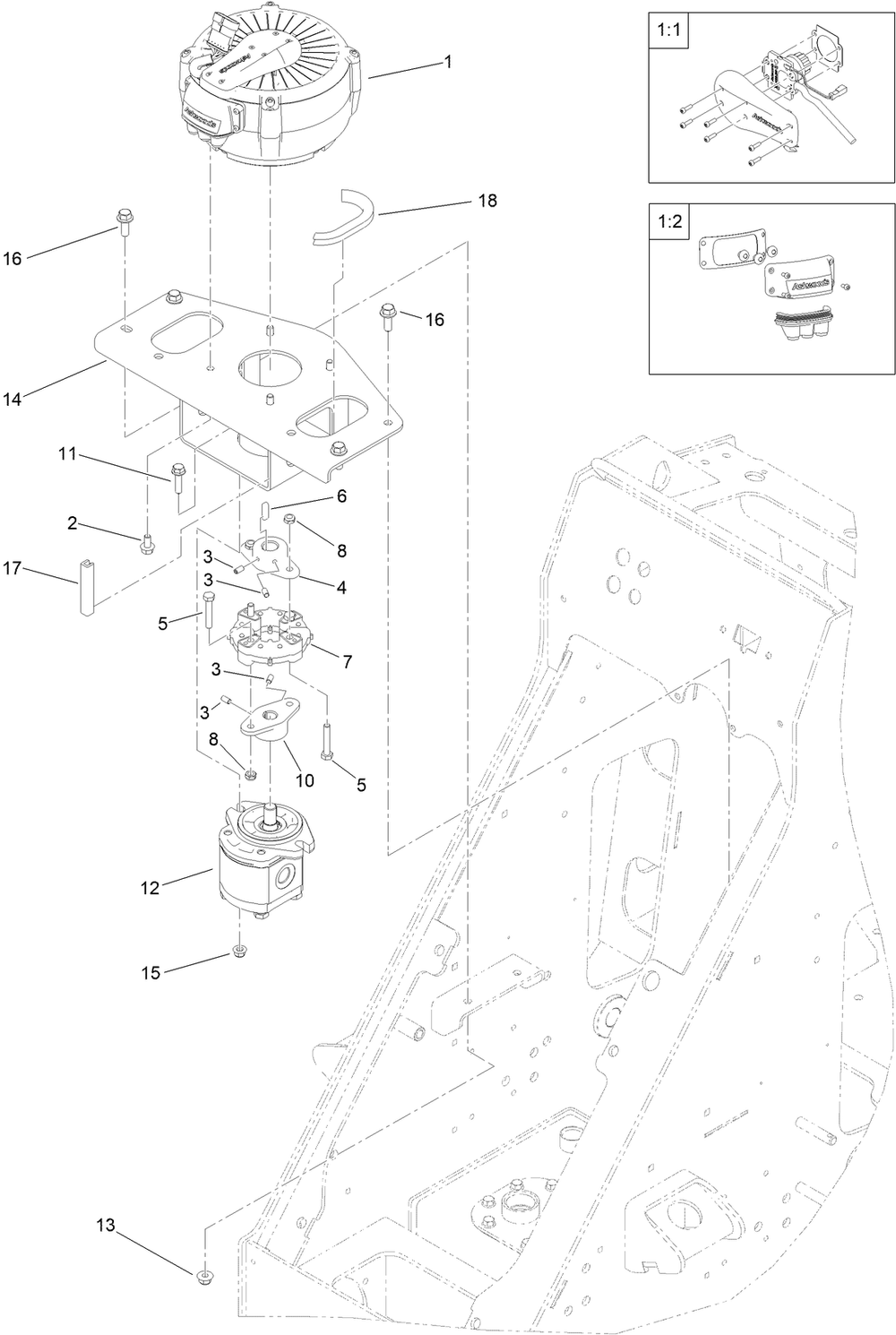 Motor/Generator And Hydraulic Pump Assembly Diagram and Parts List for 22219 400000000 - 999999999 Toro Lawn Tractor Accessories