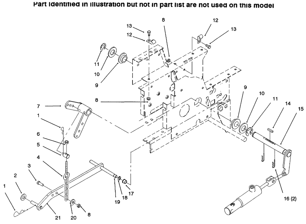 Hydraulic Lift System Diagram and Parts List for 73502 6900001 - 6999999 Toro Lawn Tractor