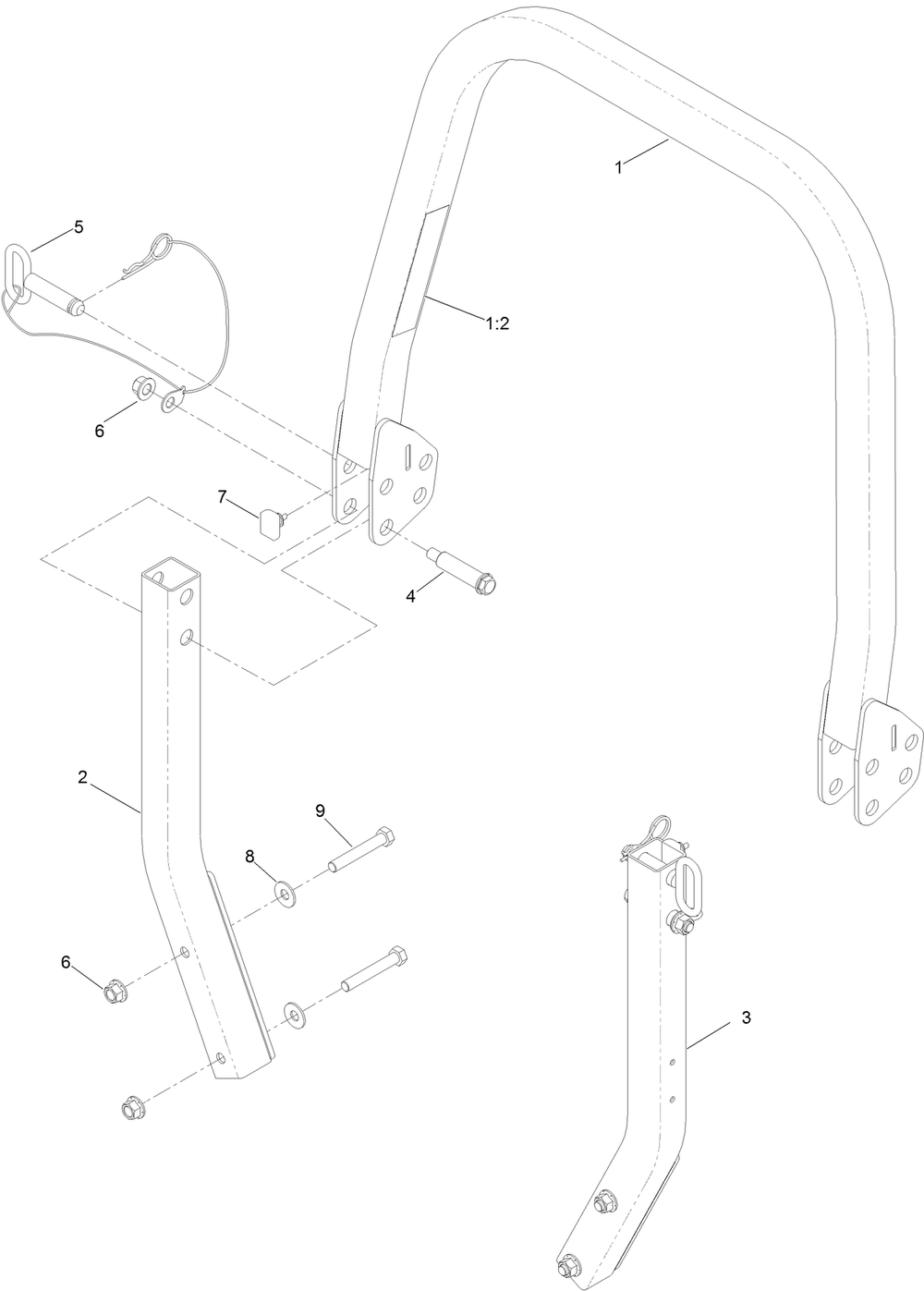 Roll-Over Protection System Assembly No. 139-8062 Diagram and Parts List for 74010HD 417200000 - 418028709 Toro Lawn Tractor