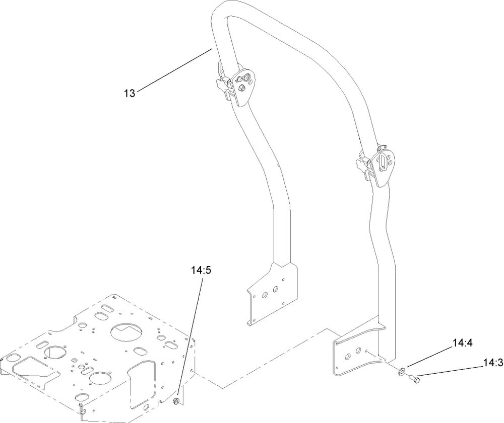 Roll-Over-Protection-System Assembly 2 Diagram and Parts List for 74410 (250007001-250999999)(2005) Toro Lawn Mower