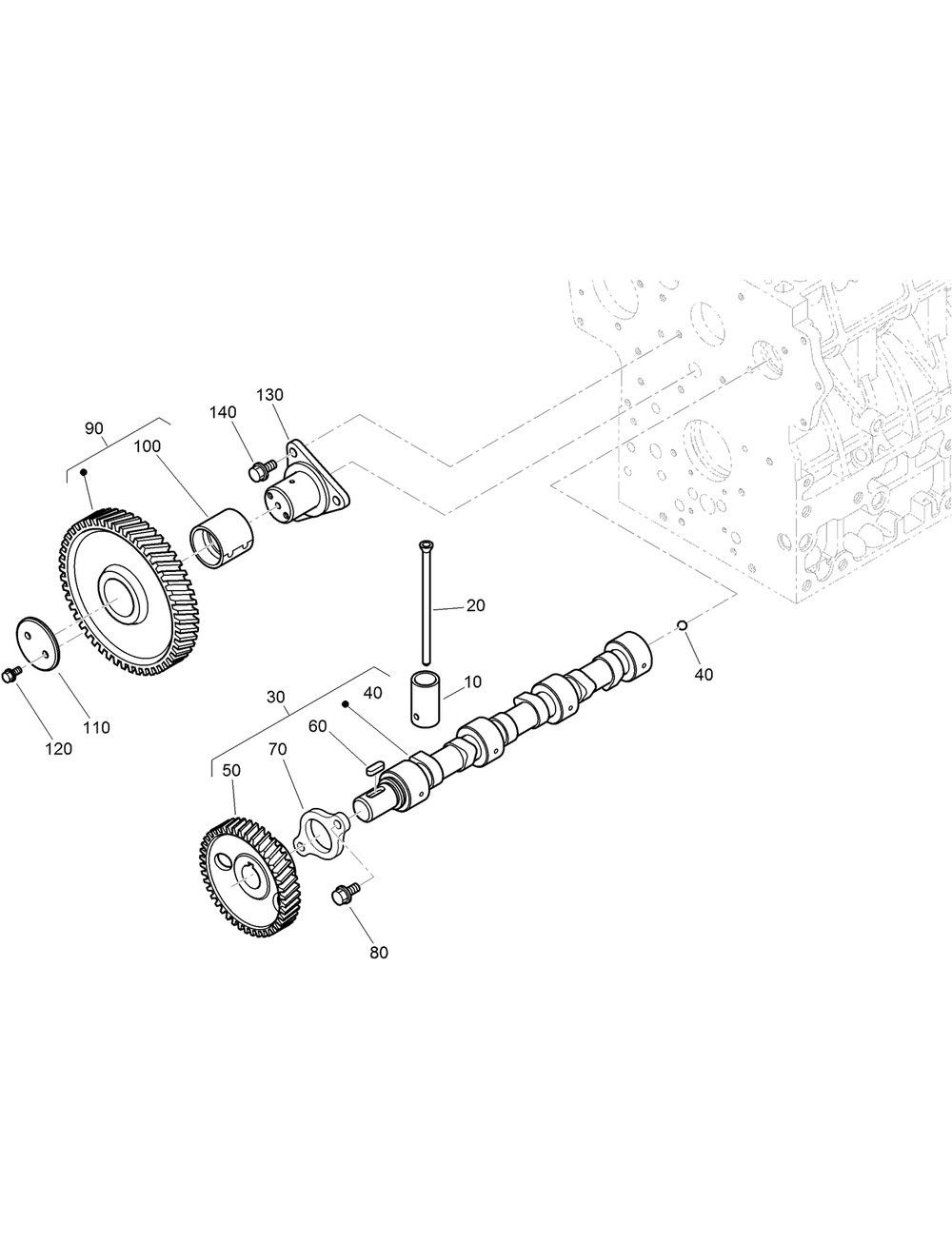 Cam Shaft And Idle Gear Assembly Diagram and Parts List for 22530 405540000 - 406499999 Toro Lawn Tractor Accessories