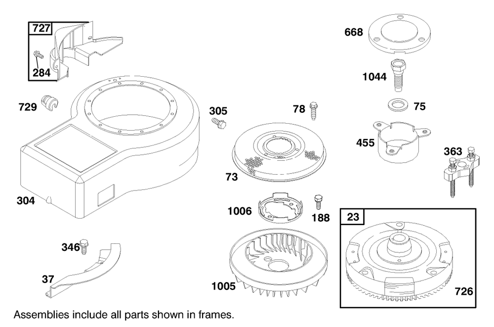 Engine Briggs & Stratton Model 28m707-1122-E1 Diagram and Parts List for 71208 8900001 - 8999999 Toro Lawn Tractor