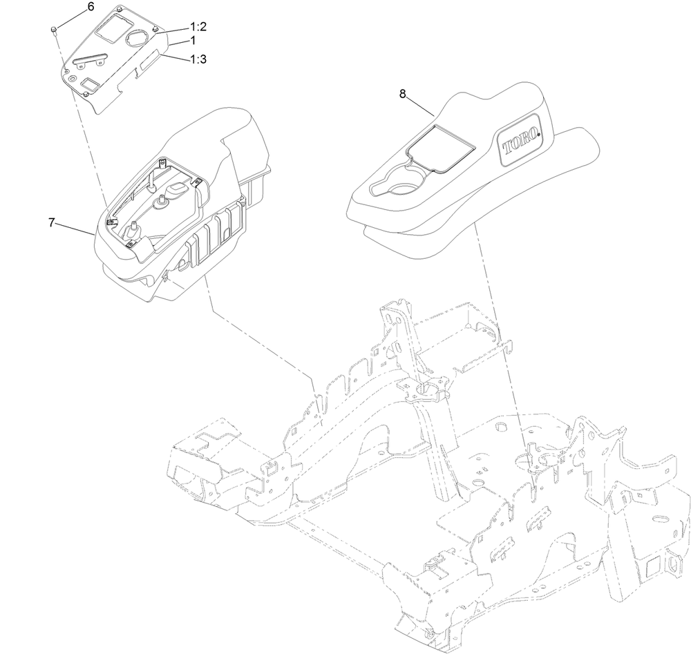 Console Assembly Diagram and Parts List for 72902TE 411000000-999999999 Toro Lawn Mower