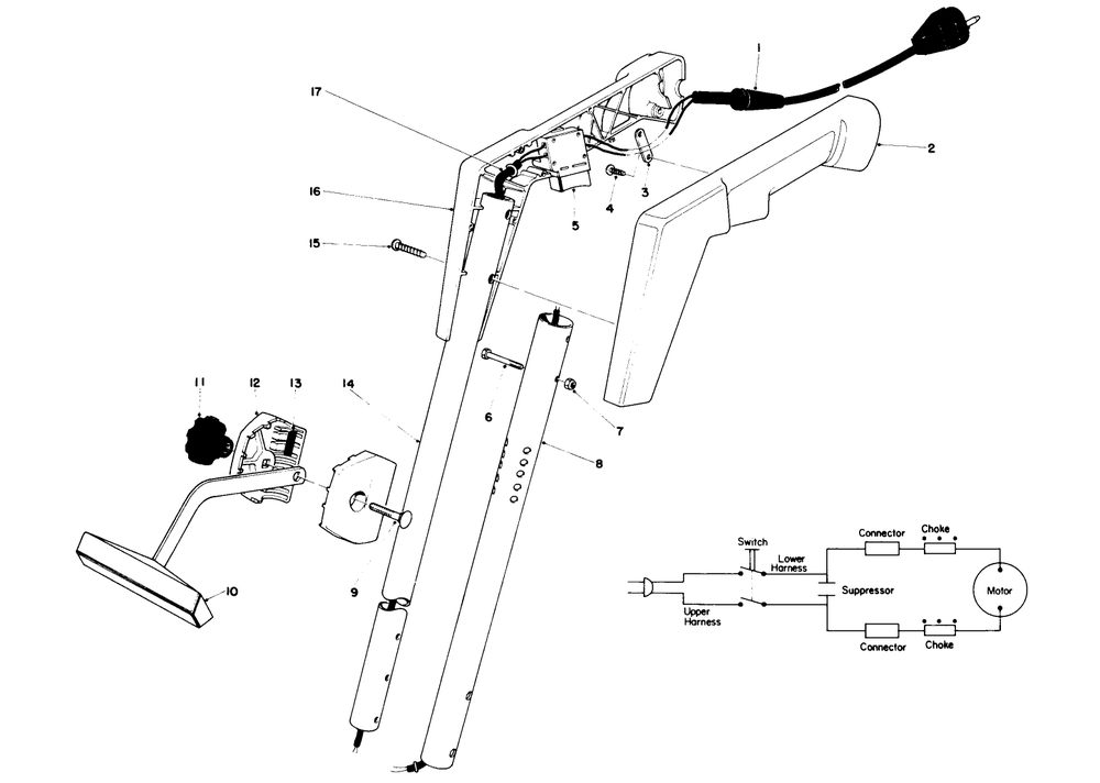 Handle Assembly Diagram and Parts List for 51316 1000001 - 1999999 Toro Trimmer