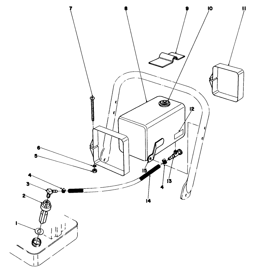 Remote Fuel Tank Kit No. 39-6880 (Optional) Diagram and Parts List for 22005 6000001 - 6999999 Toro Lawn Mower