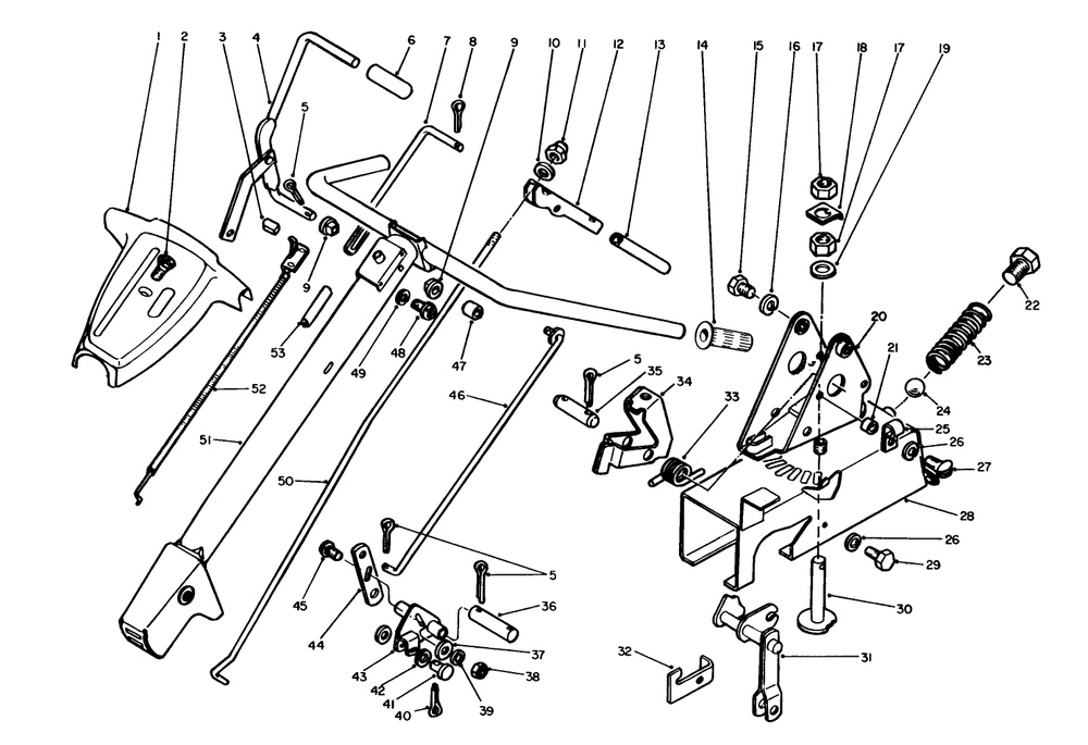 Handle Assembly Diagram and Parts List for 58160 3000001 - 3999999 Toro Tiller