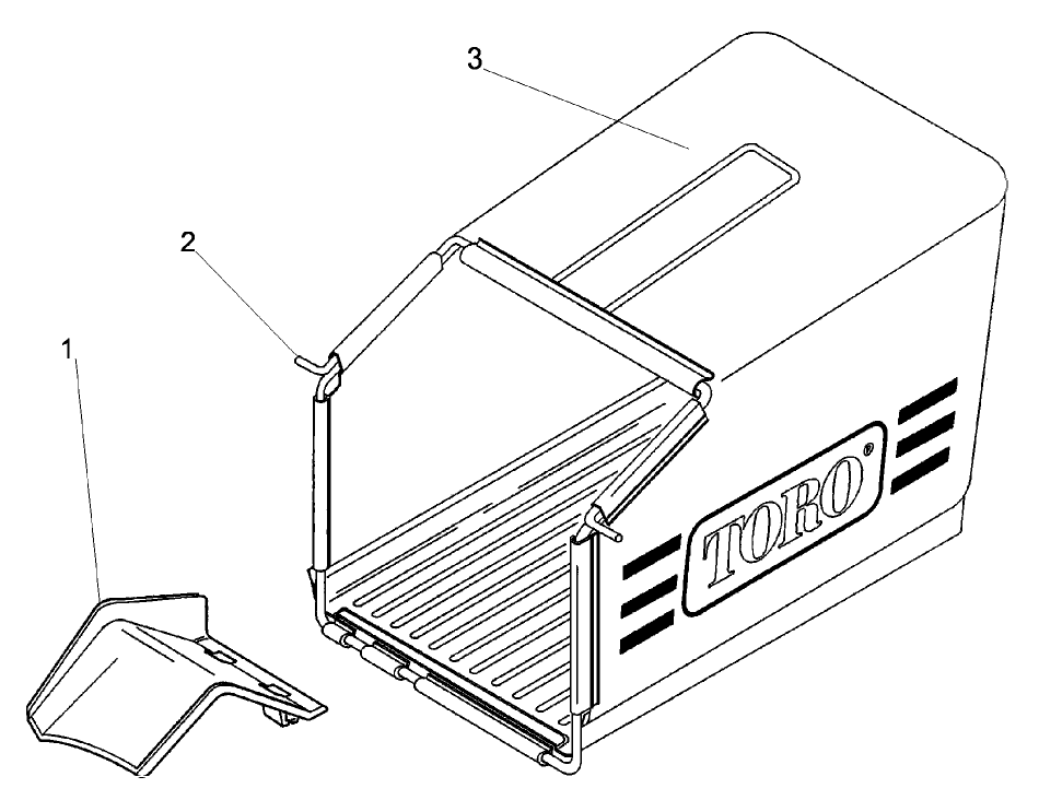 Grass Bag Assembly Diagram and Parts List for 21012 9900001 - 9999999 Toro Lawn Mower