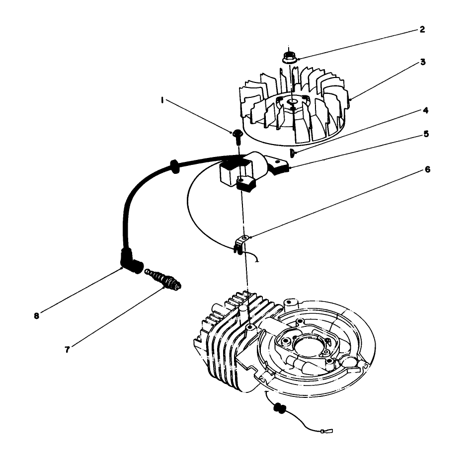 Flywheel & Magneto Assembly Diagram and Parts List for 16212 4000001 - 4999999 Toro Lawn Mower