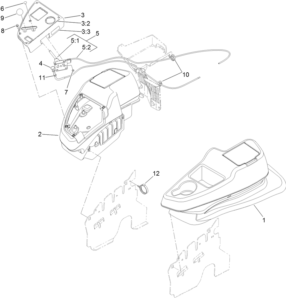 Fender, Console And Control Assembly Diagram and Parts List for 74938 (313000001-313999999)(2013) Toro Lawn Mower