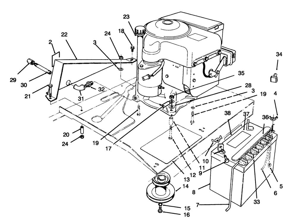 Engine Assembly Diagram and Parts List for 70040 7900001 - 7900578 Toro Lawn Tractor