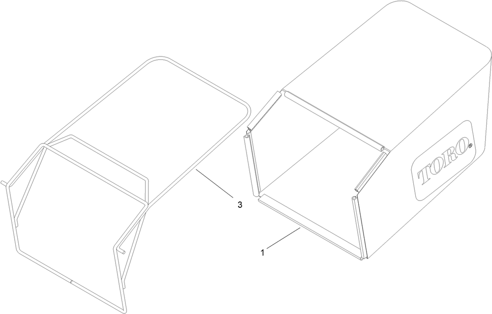 Grass Bag Assembly Diagram and Parts List for 22200 (313000001-313999999)(2013) Toro Lawn Mower