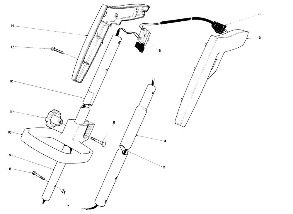 Handle Assembly Diagram and Parts List for 51318 2000001 - 2999999 Toro Trimmer