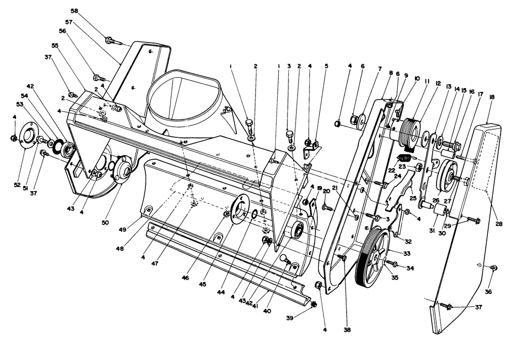 Housing Assembly Diagram and Parts List for 38180 9000001 - 9999999 Toro Snow Blower