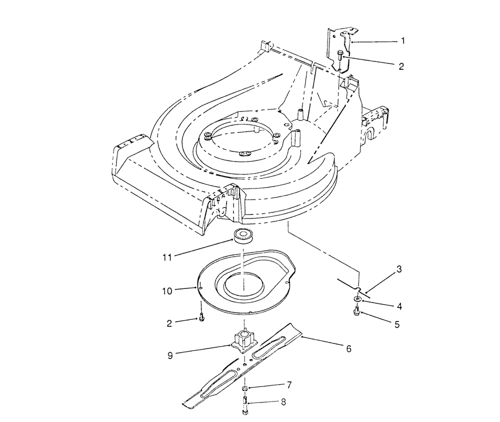 Blade Assembly Diagram and Parts List for 26625BG 0000001 - 0999999 Toro Lawn Mower