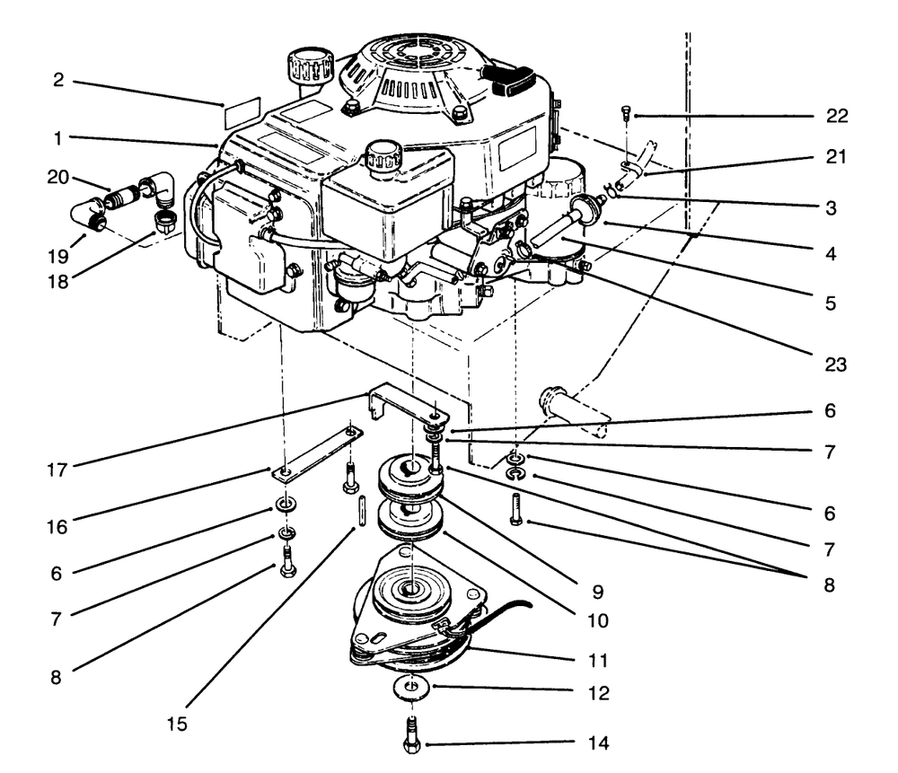 Engine Assembly Diagram and Parts List for 30157 690001 - 691407 Toro Lawn Tractor Accessories