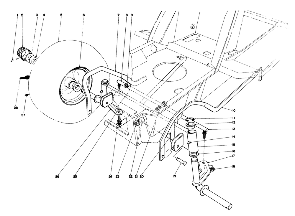 Front Axle Assembly Diagram and Parts List for 57450 1000001 - 1999999 Toro Lawn Tractor