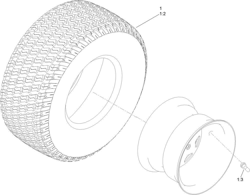 Tire Assembly Diagram and Parts List for 75305 409440000 - 411456237 Toro Lawn Tractor