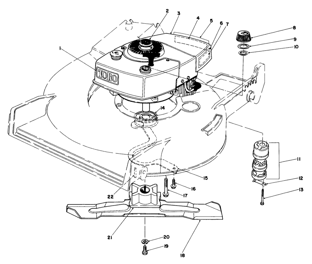 Engine Assembly Diagram and Parts List for 20705 5000001 - 5999999 Toro Lawn Mower
