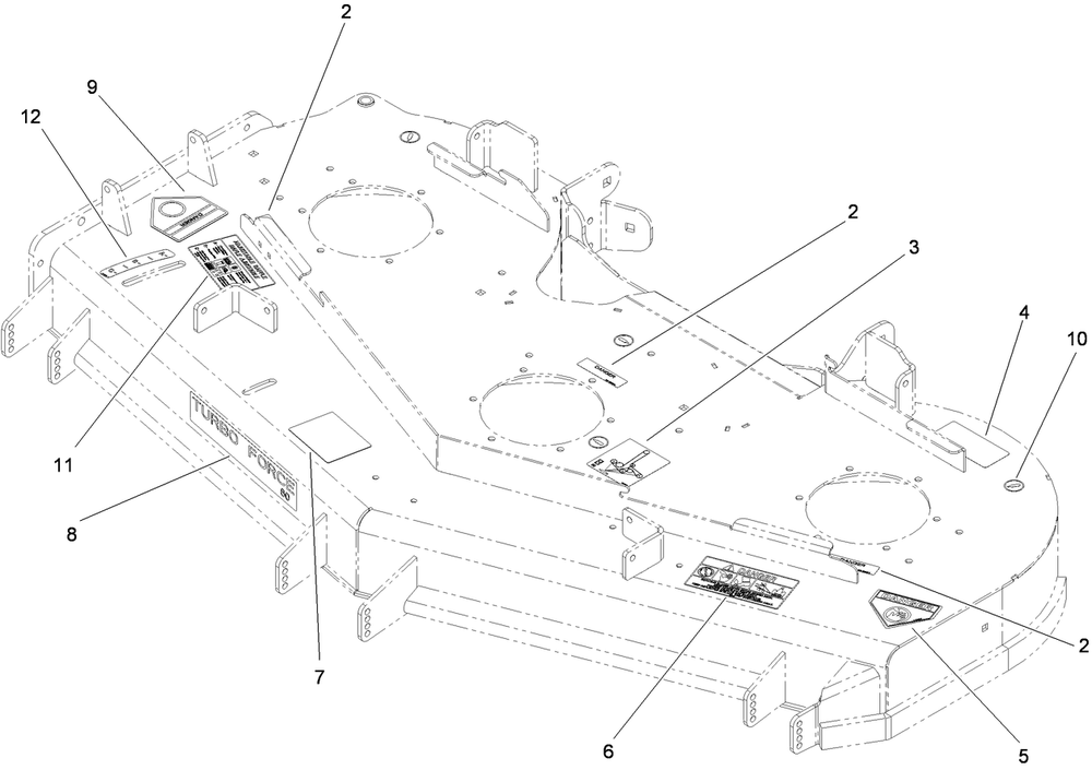 Deck Decal Assembly Diagram and Parts List for 74945CP (310000001-310999999)(2010) Toro Lawn Mower